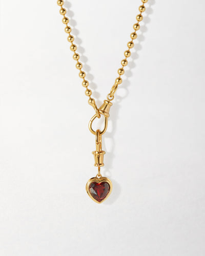 Heart Red Garnet Necklace