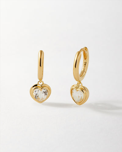 Heart White Sapphire Earrings