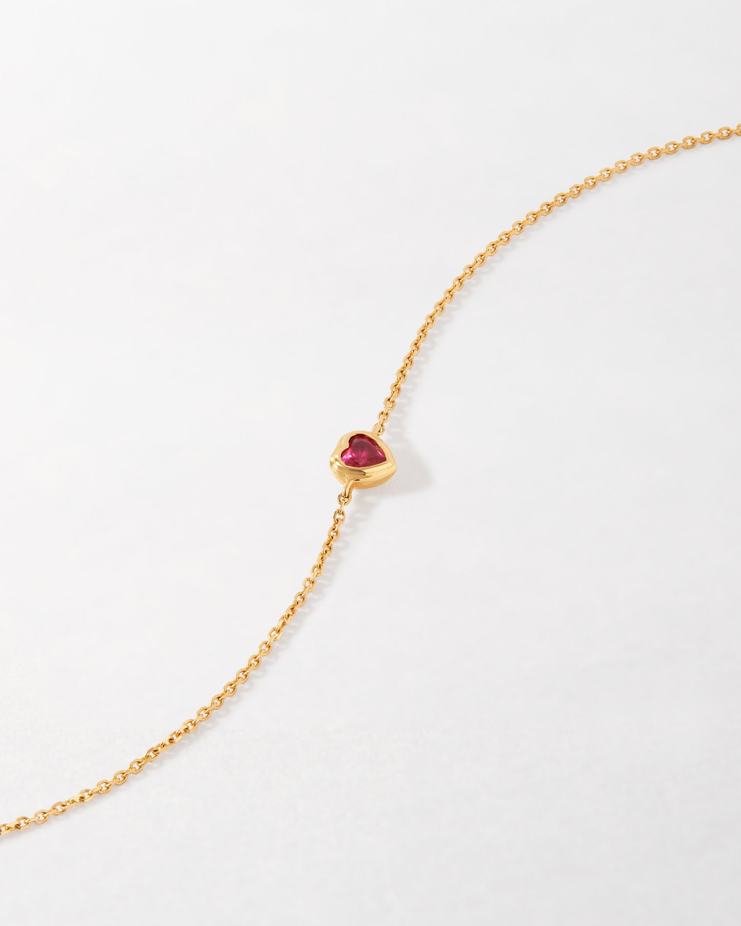 Solid Gold Heart Ruby Bracelet