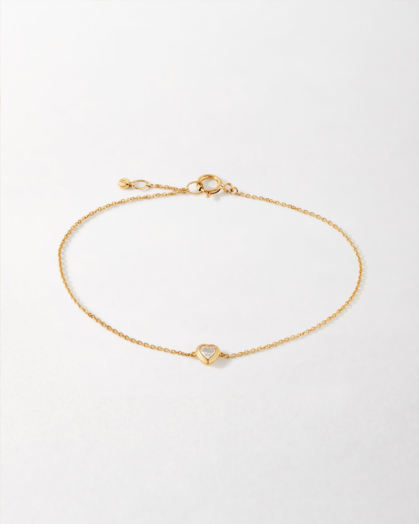 Solid Gold Heart White Sapphire Bracelet
