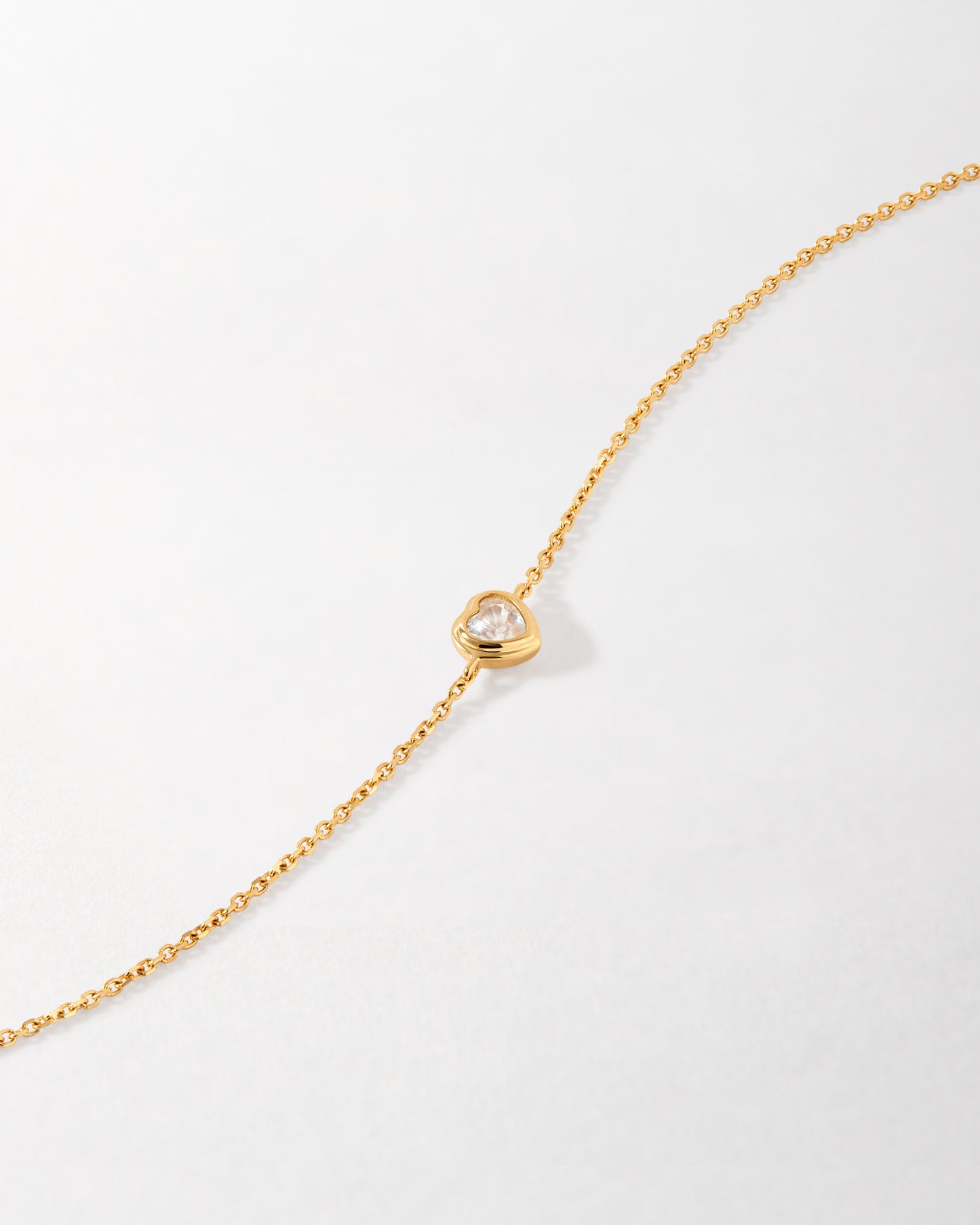 Solid Gold Heart White Sapphire Bracelet