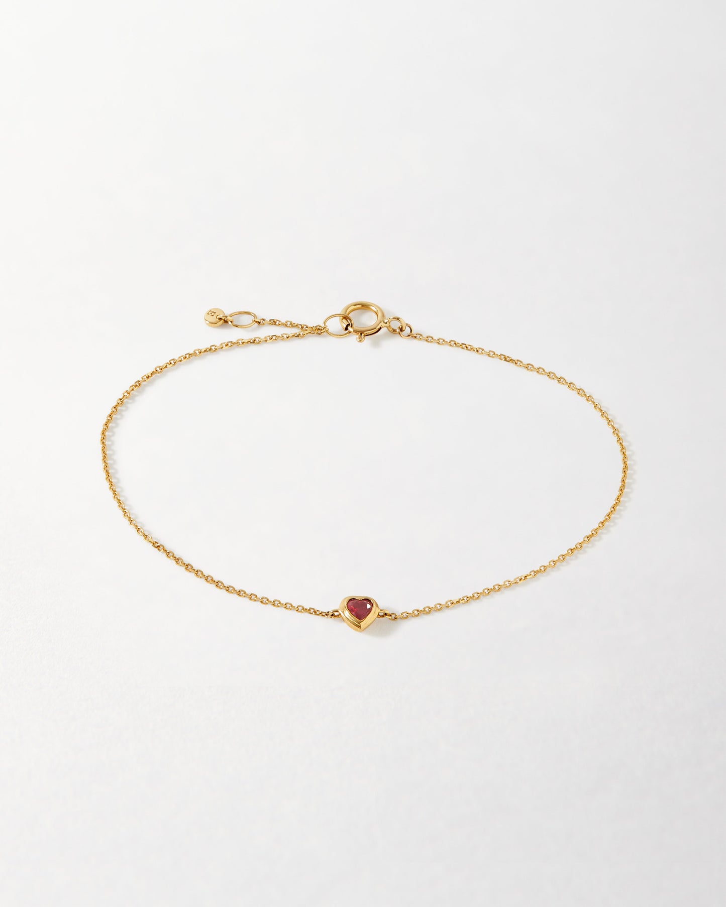 Solid Gold Heart Ruby Bracelet