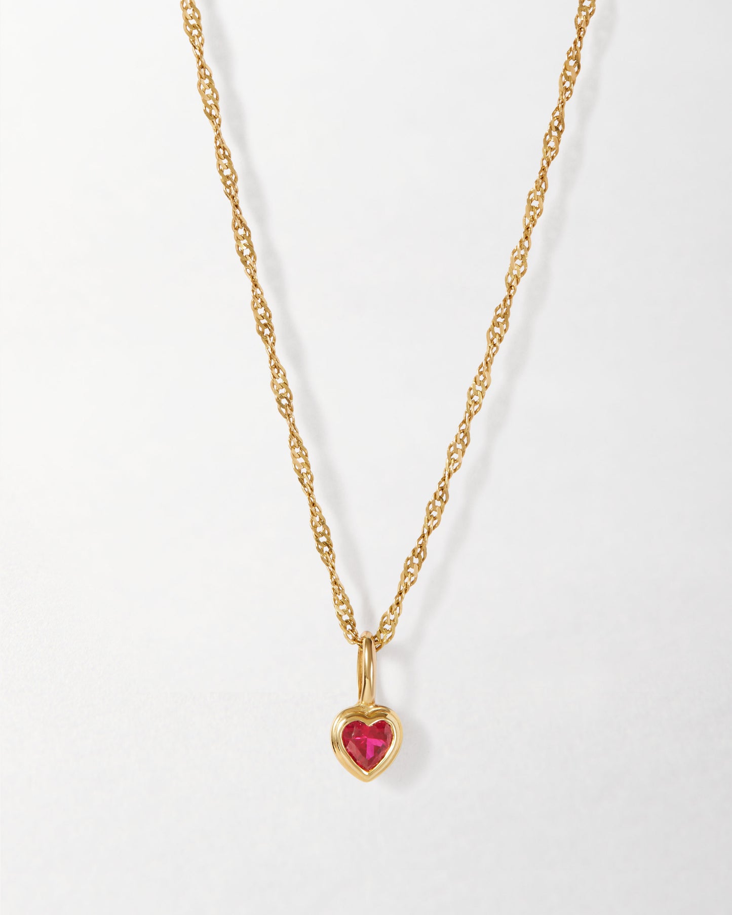 Solid Gold Large Heart Ruby Necklace