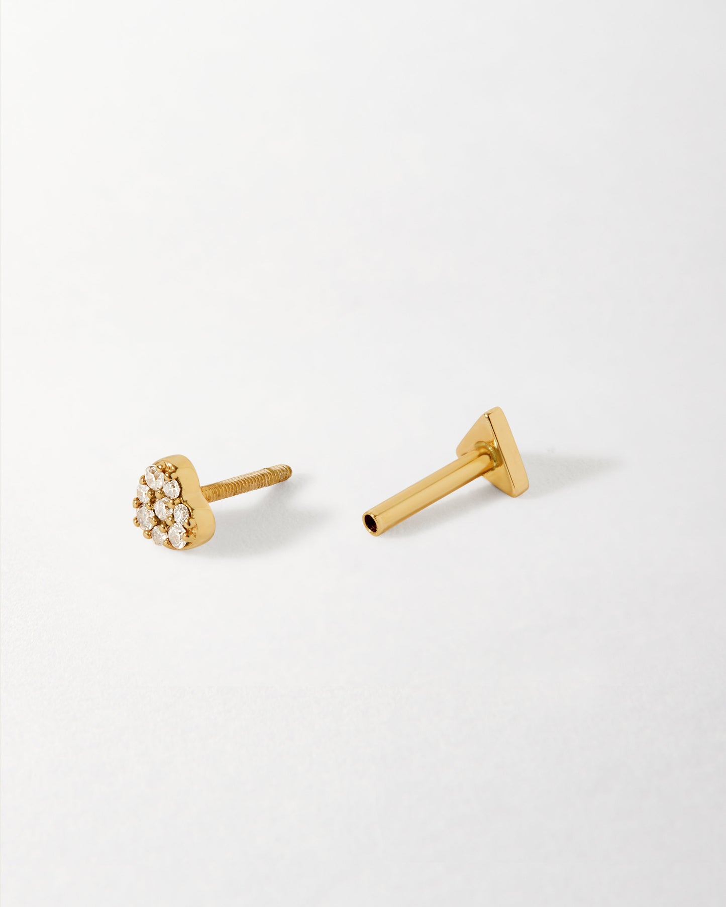 Solid Gold Heart Diamond Piercing Earring