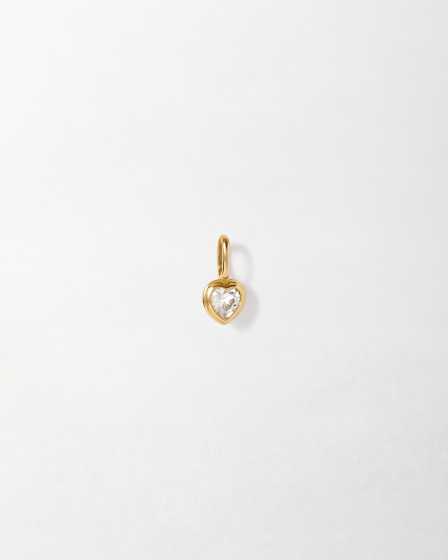 Solid Gold Large Heart White Sapphire Pendant