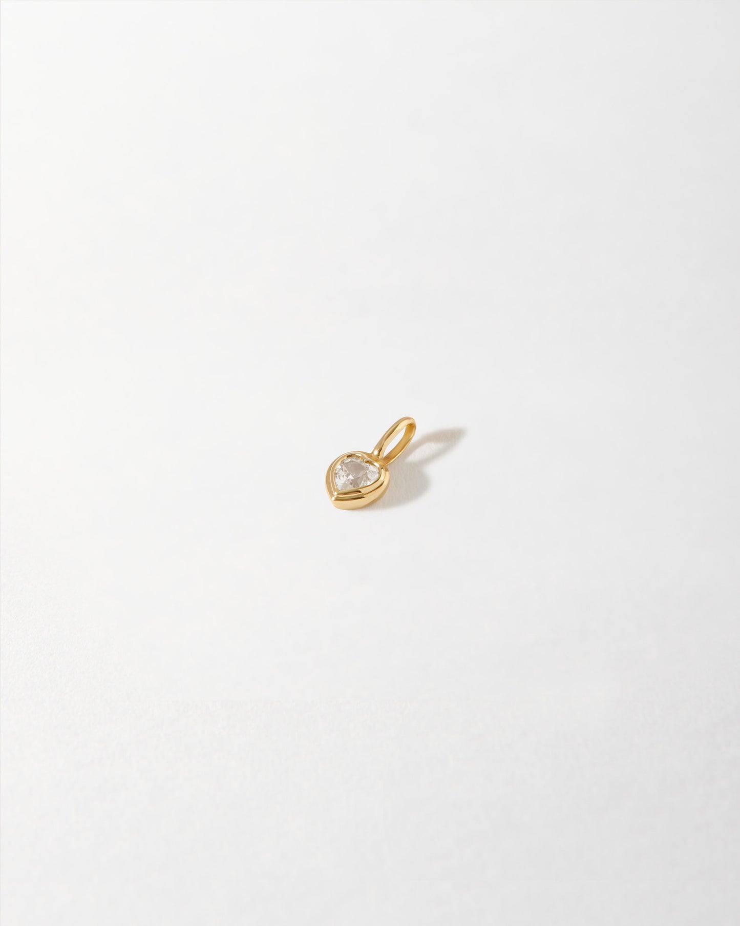 Solid Gold Large Heart White Sapphire Pendant