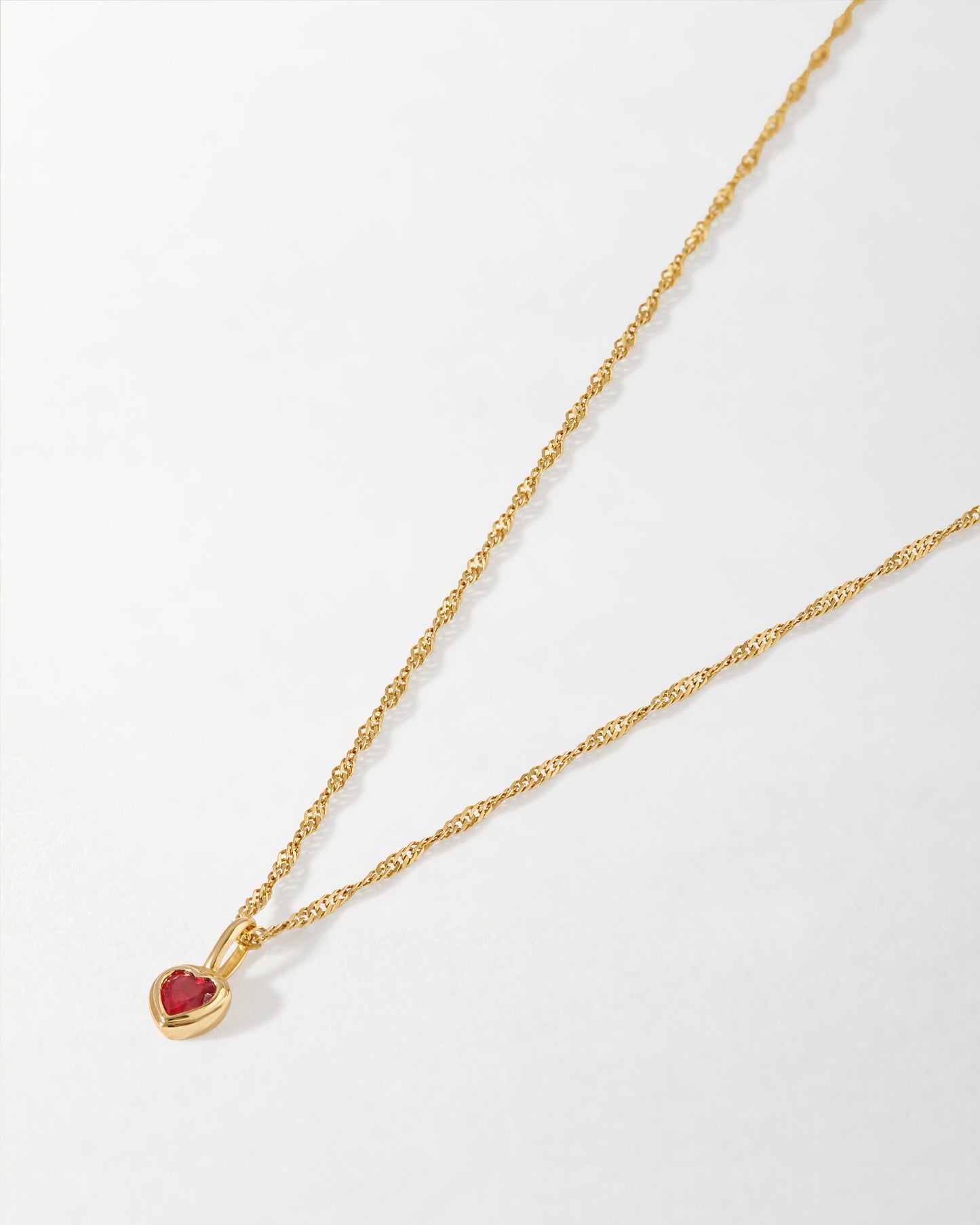 Solid Gold Large Heart Ruby Necklace