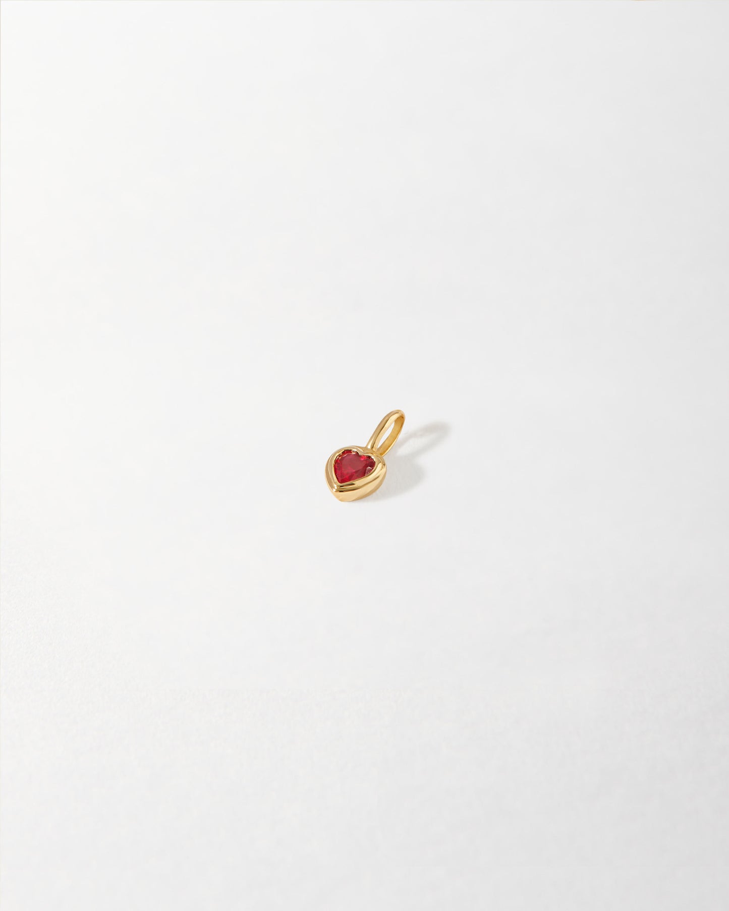 Solid Gold Large Heart Ruby Pendant