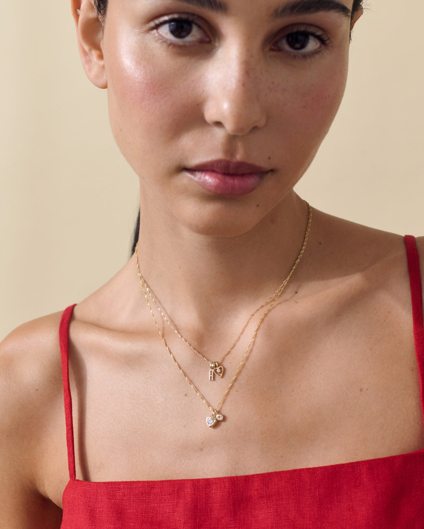 Heart Set Necklaces -  Cultured White Sapphire