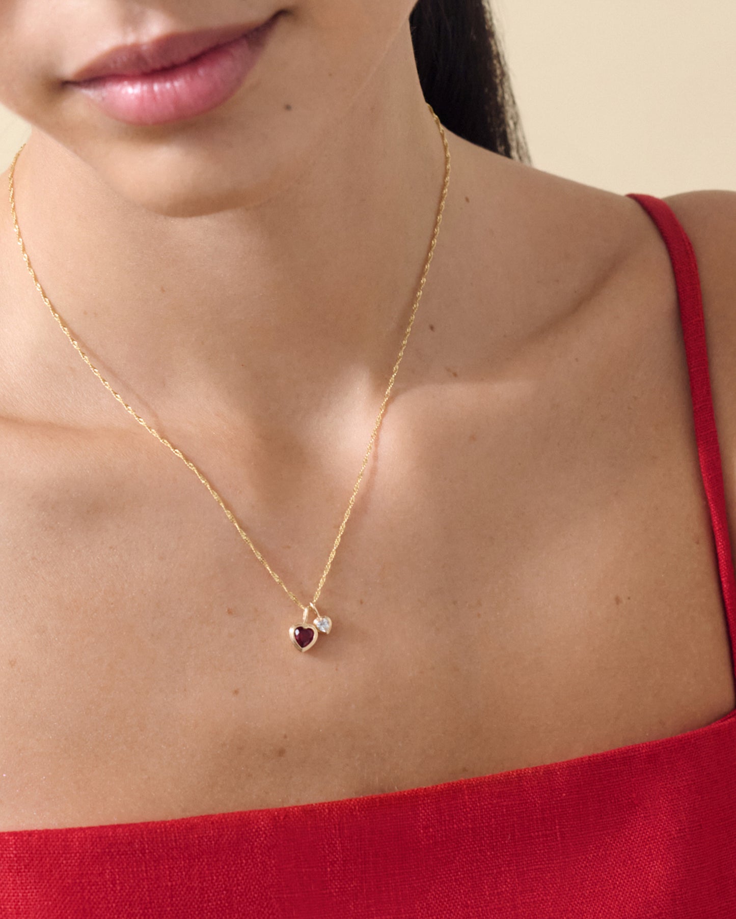 Heart Set Necklaces - Lab Ruby