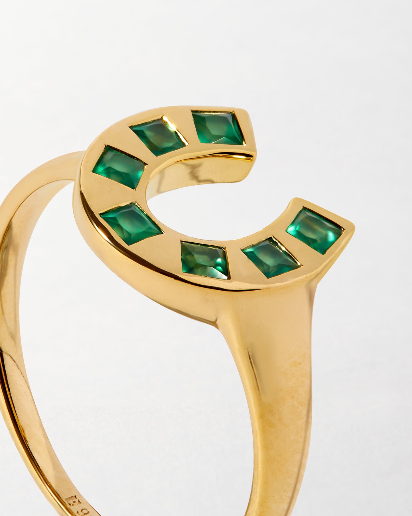 Horse Shoe Green Onyx Ring