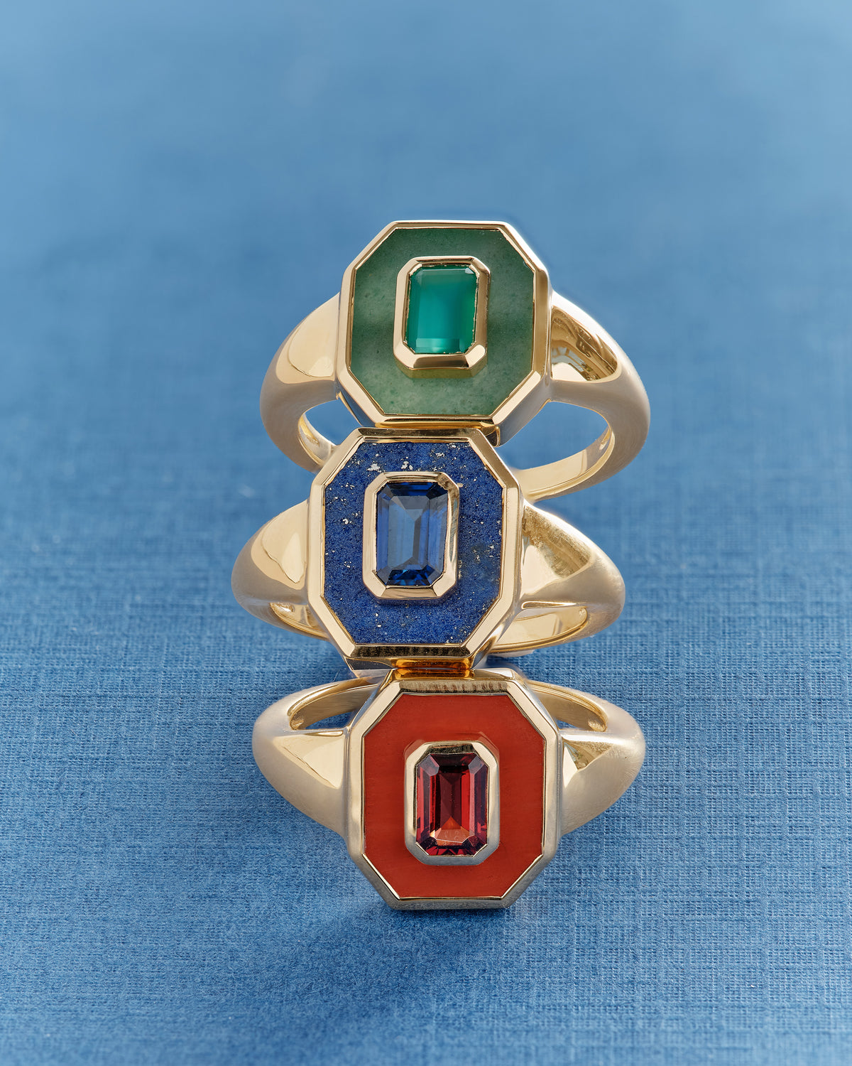 Deco Red Jasper and Garnet Ring