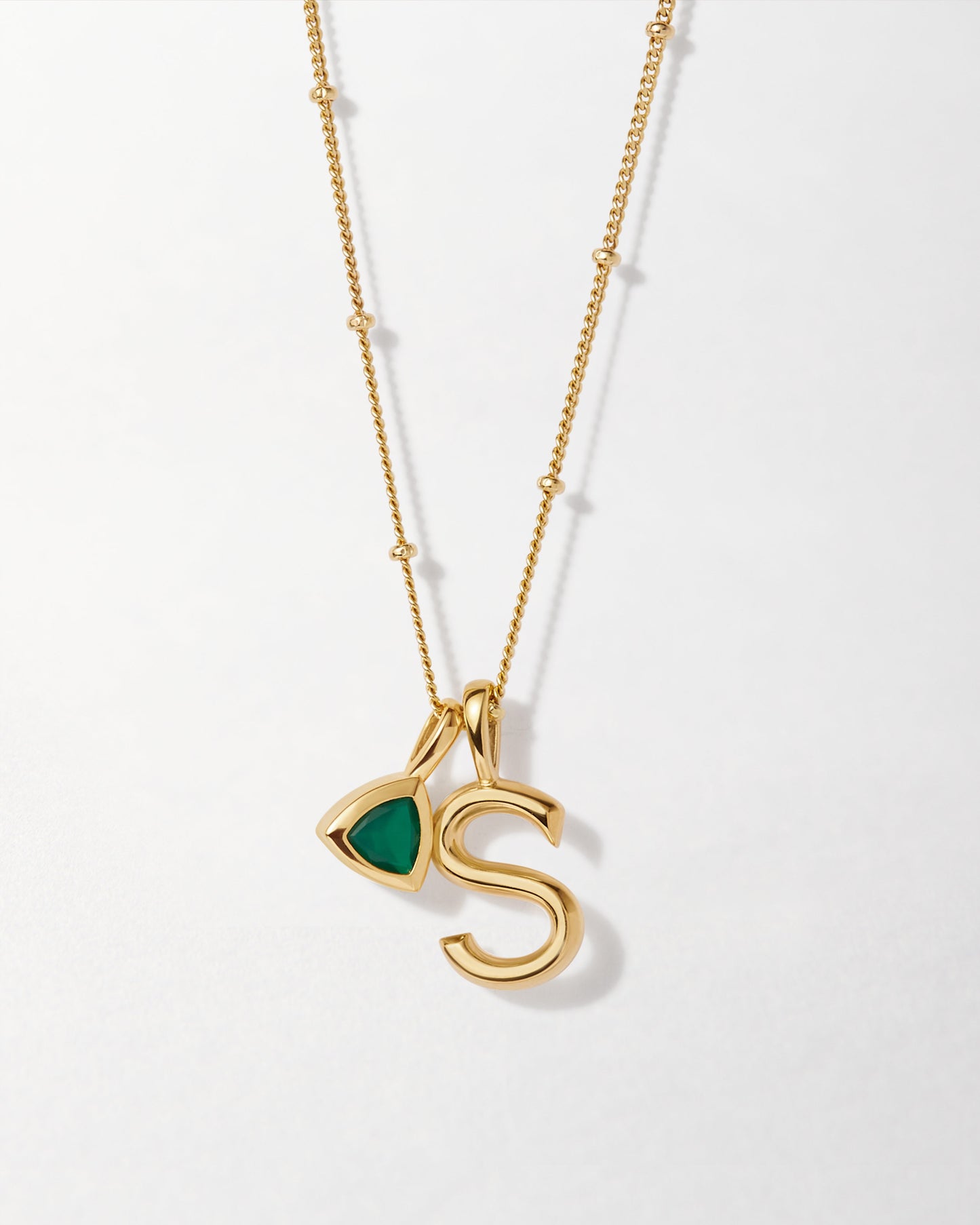 Green Onyx May Birthstone Necklace - Gold