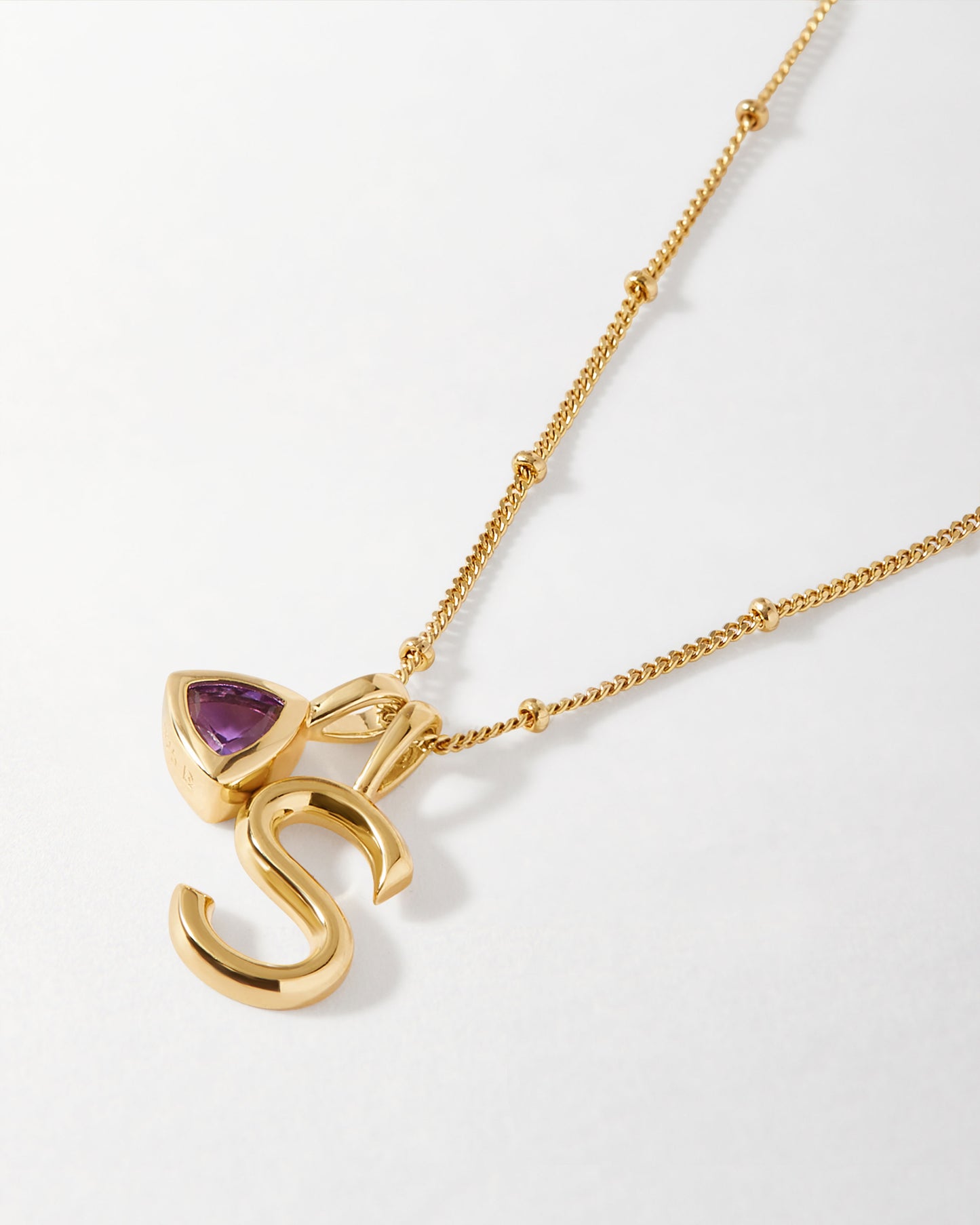 Initial & Birthstone Necklace - Gold