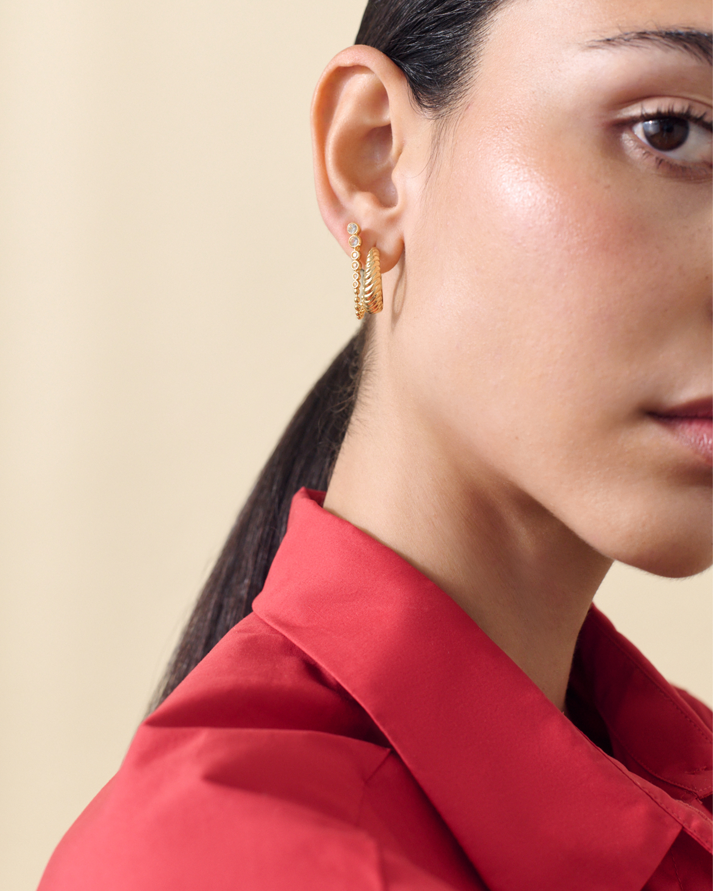 Spiral Large Hoop Earrings - Gold