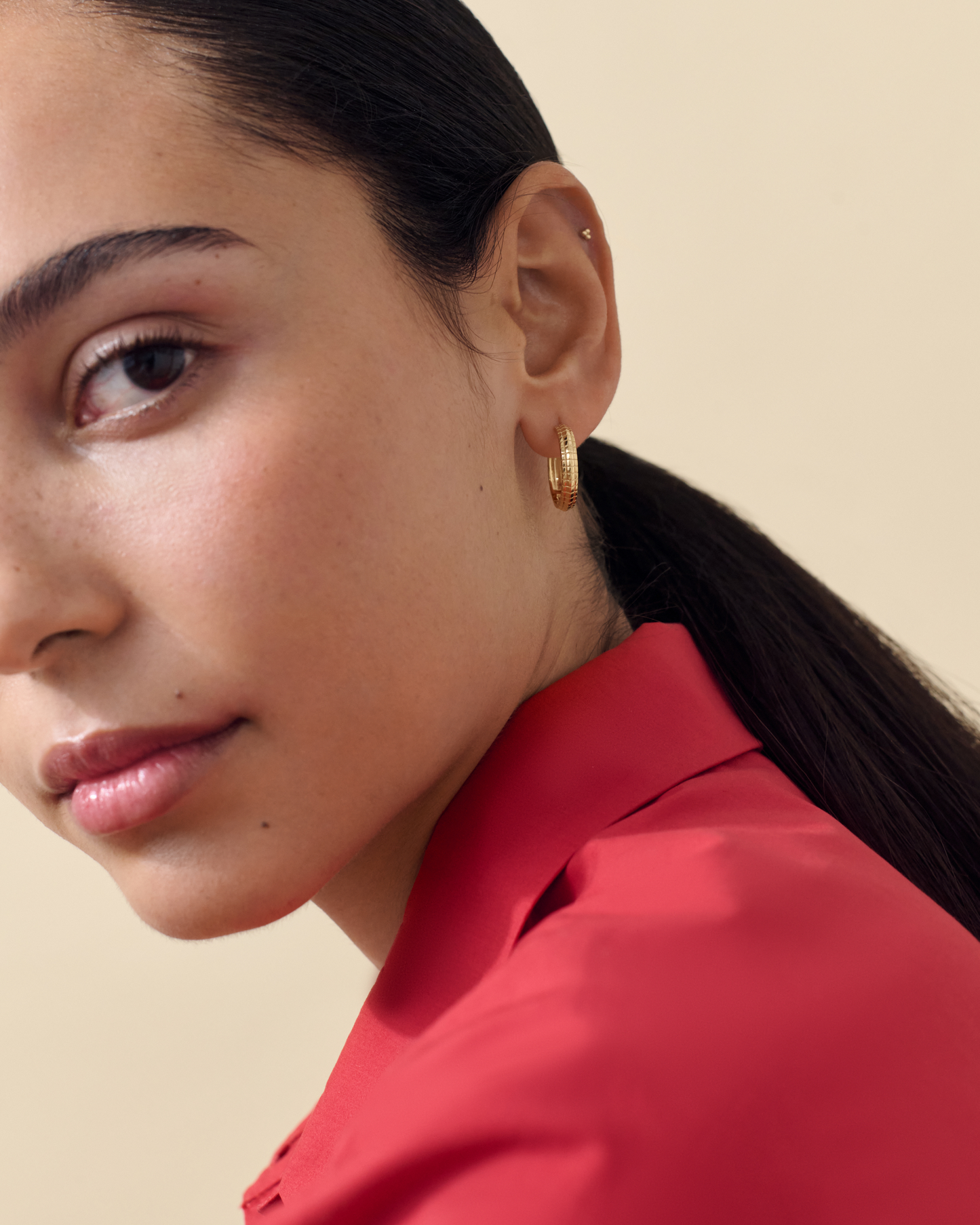 Lattice Large Hoop Earrings - Gold