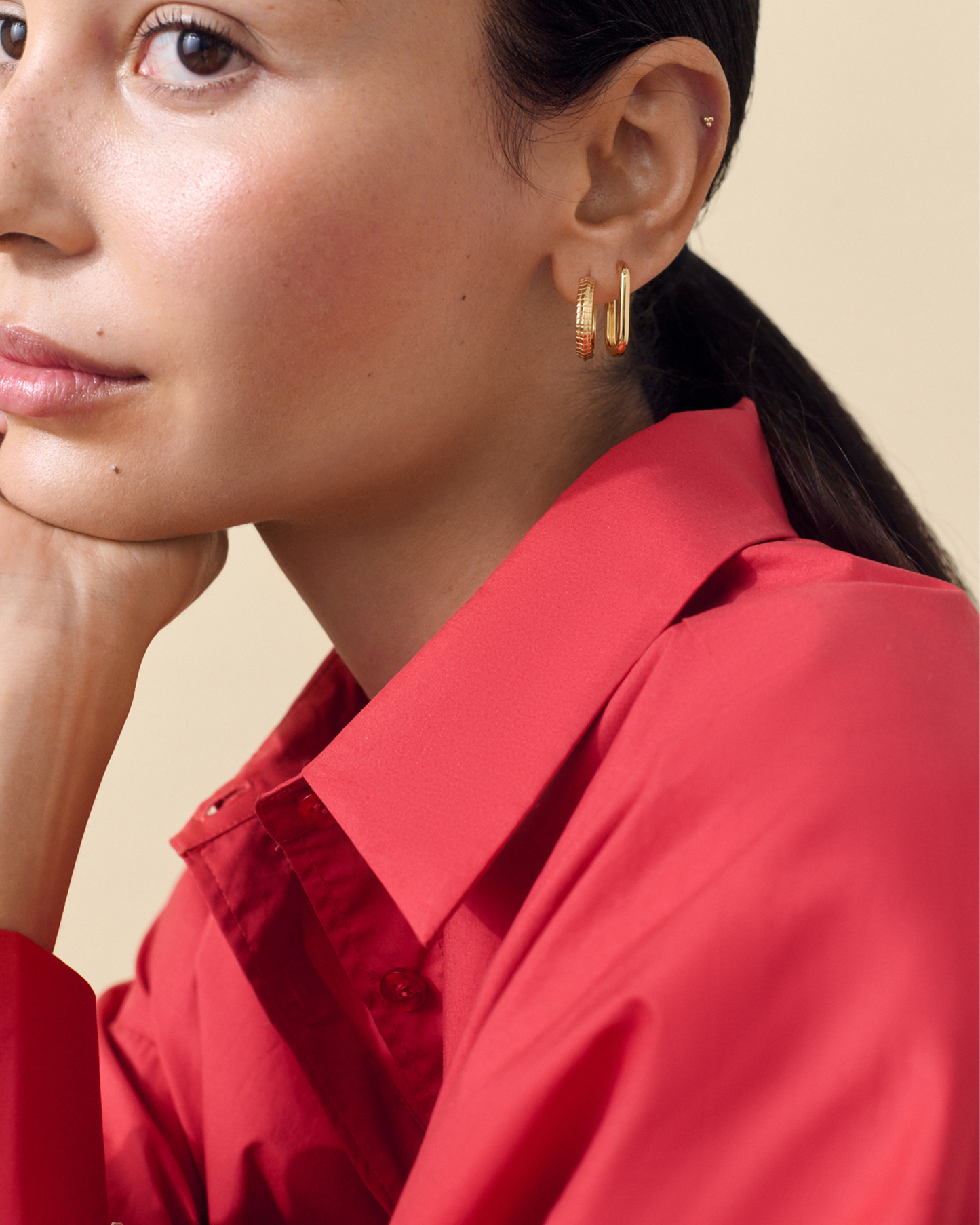 Lattice Large Hoop Earrings - Gold