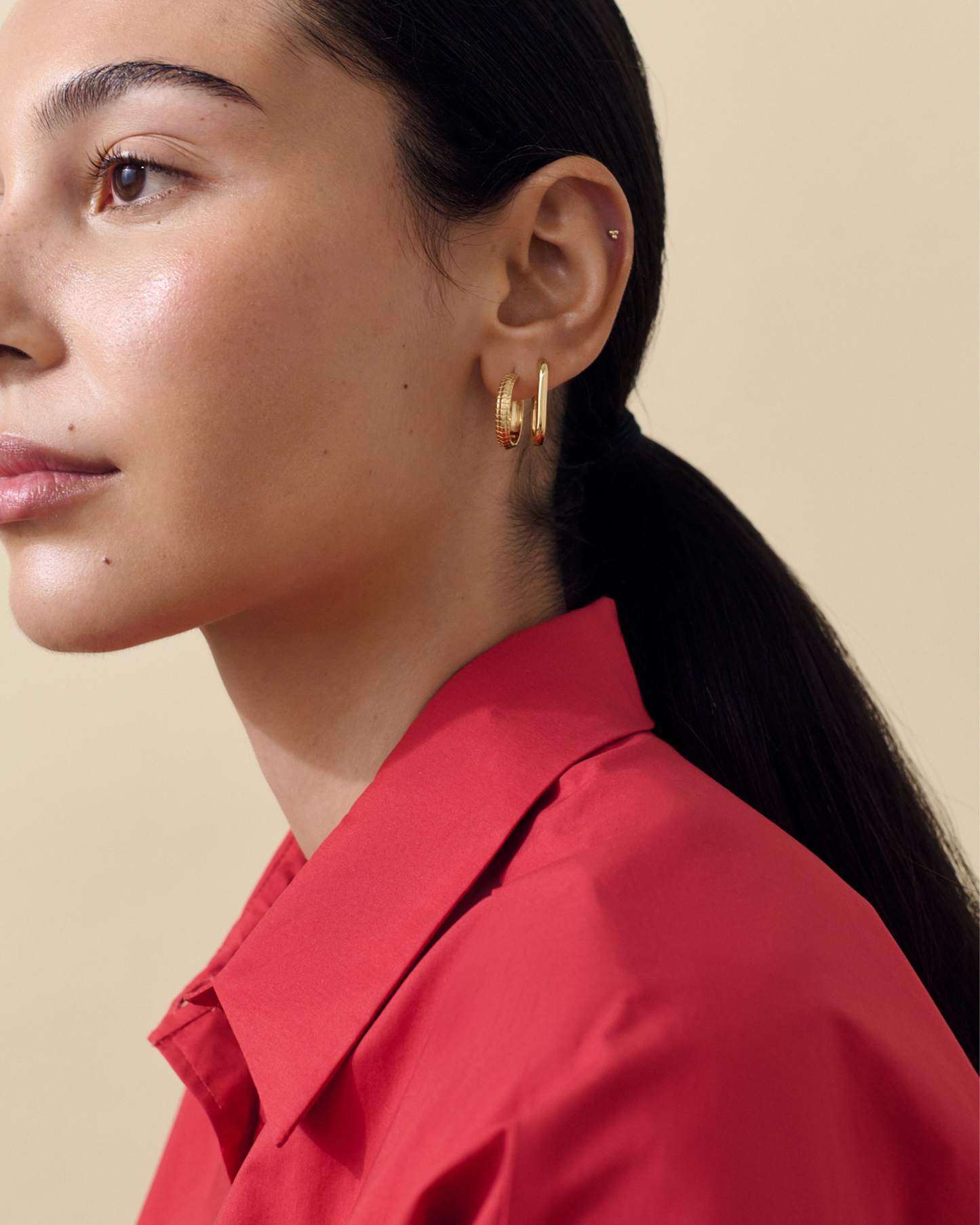 Lattice Large Hoop Earrings - Gold