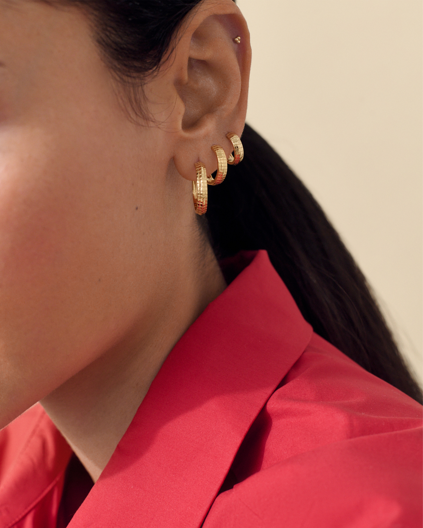 Lattice Large Hoop Earrings - Gold