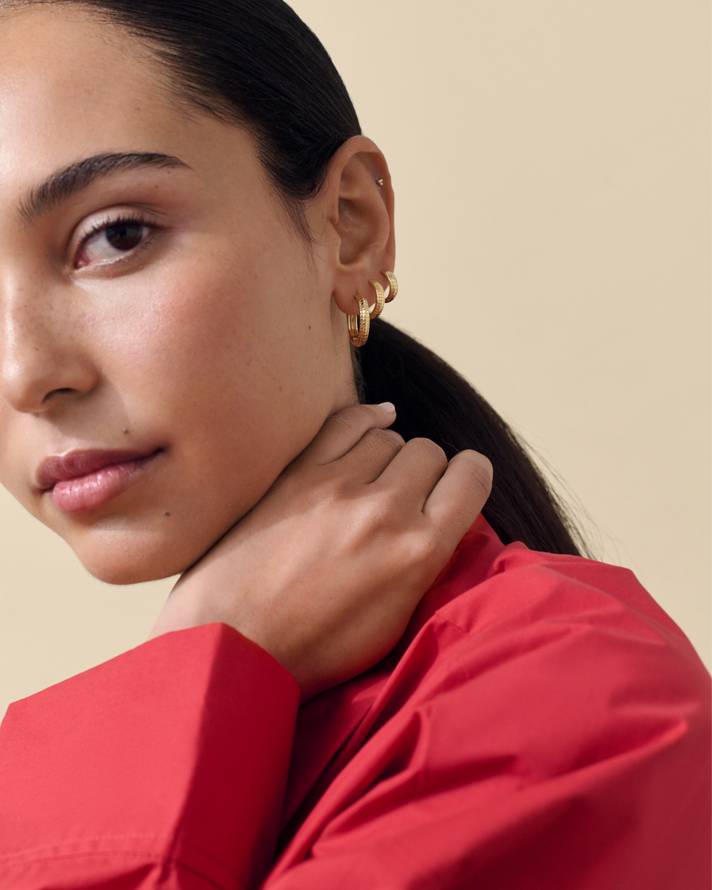 Lattice Large Hoop Earrings - Gold