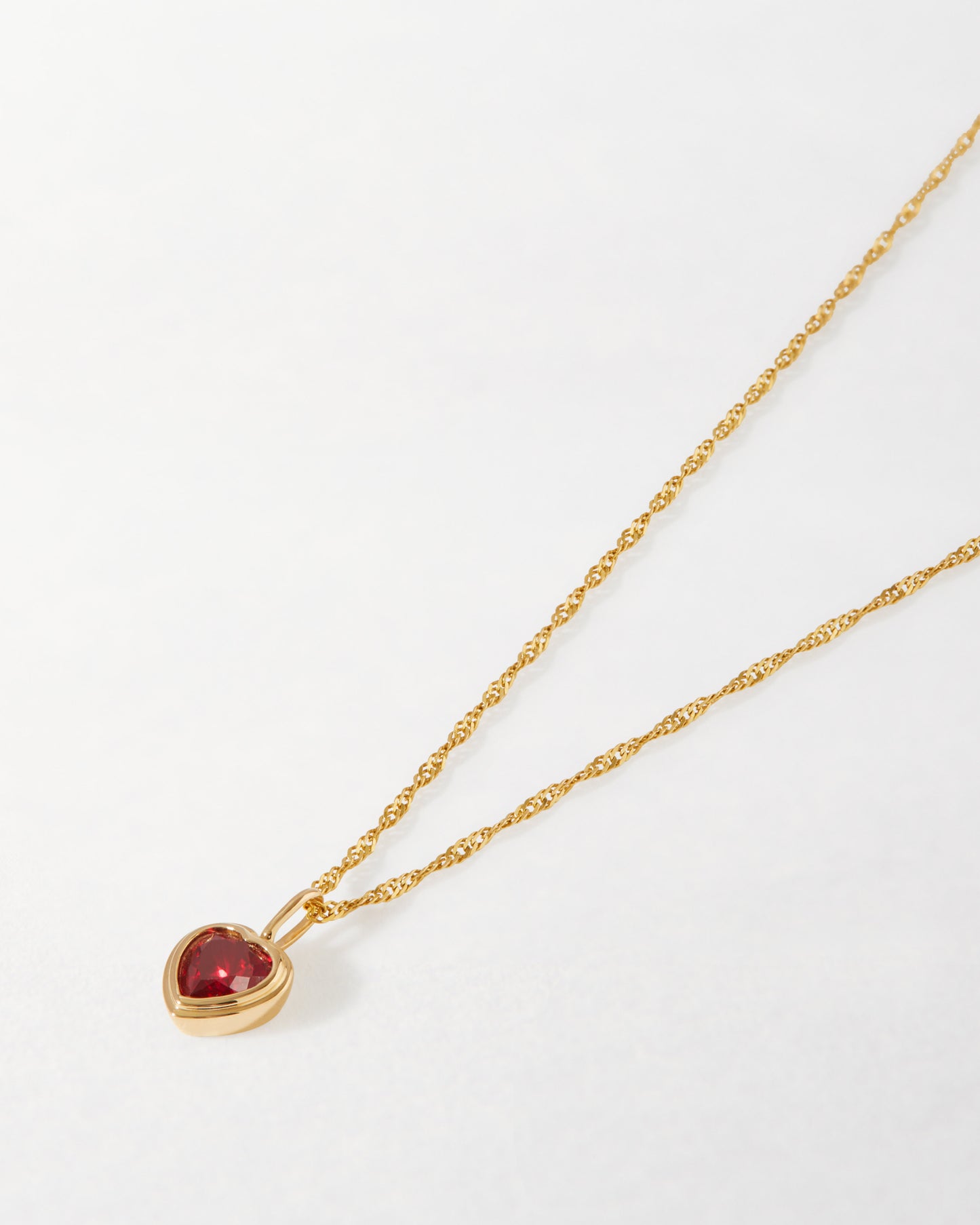 Solid Gold Large Heart Ruby Necklace