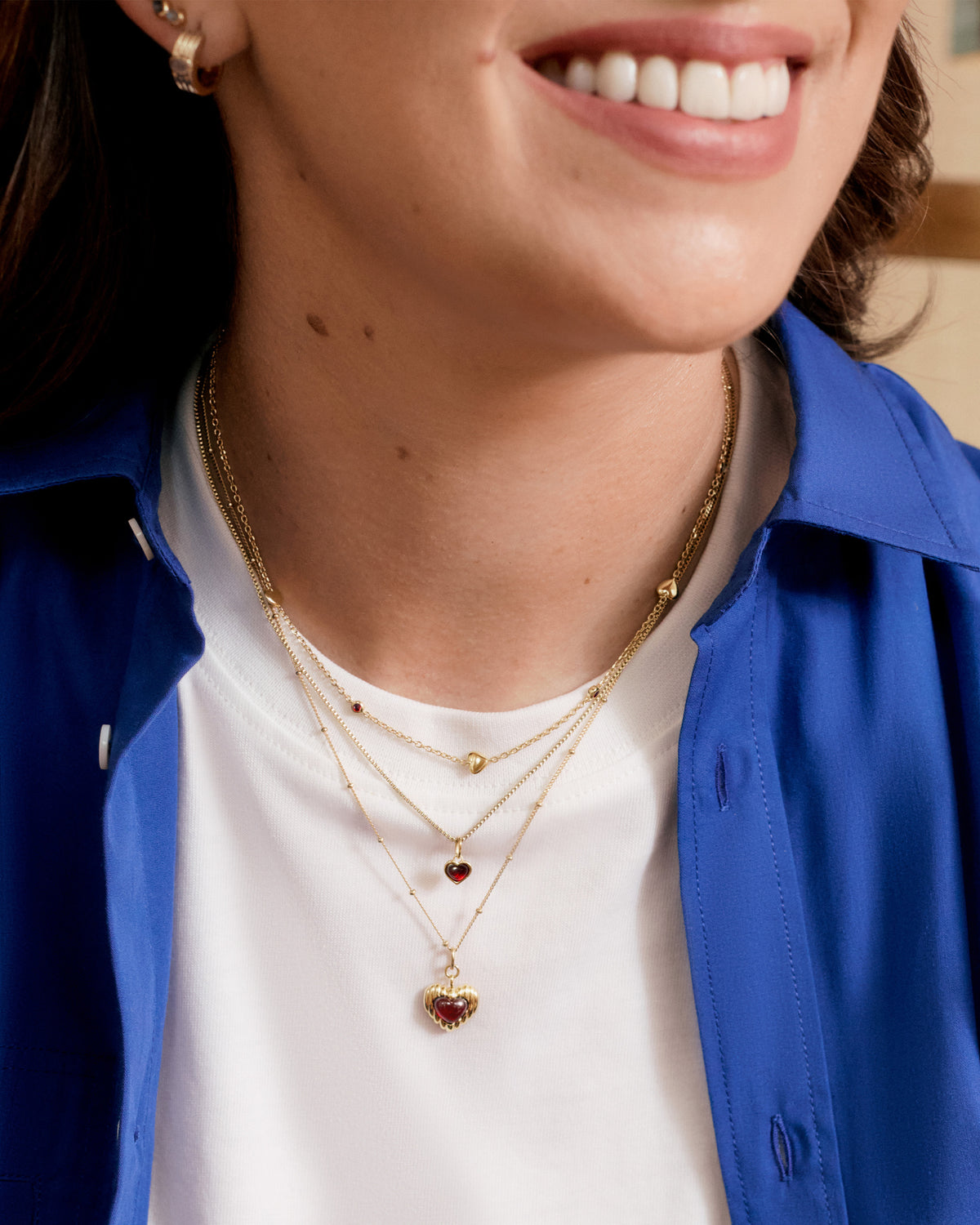 Lily Pebbles Red Garnet Heart Necklace