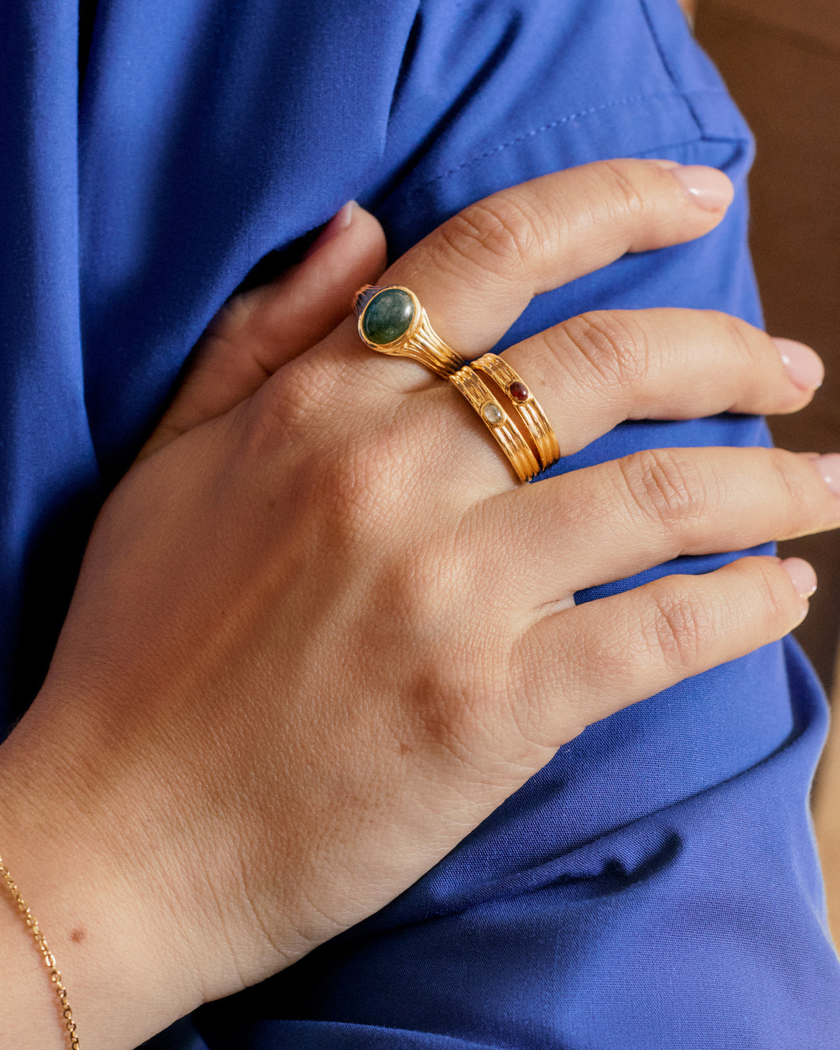 Lily Pebbles Triple Ridge Labradorite Ring