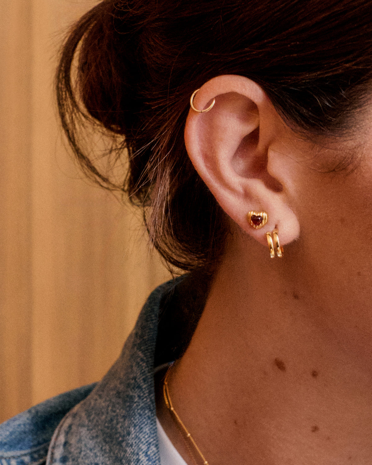 Lily Pebbles Ridge Garnet Heart Earrings