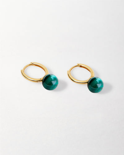 Malachite Oval Hoop Earrings