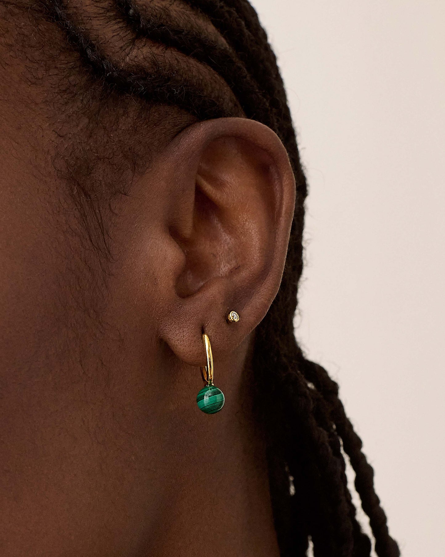 Malachite Oval Hoop Earrings