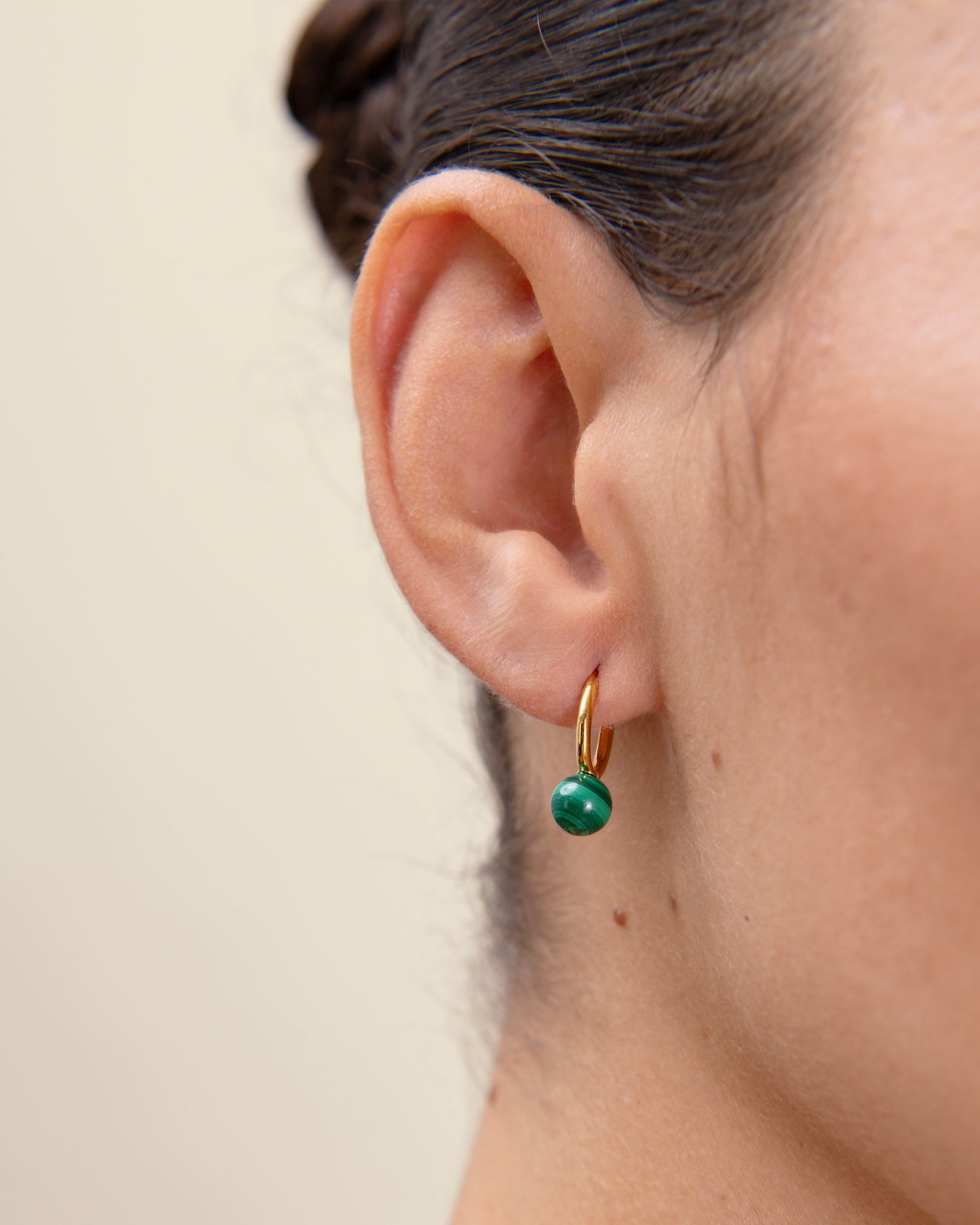 Malachite Oval Hoop Earrings