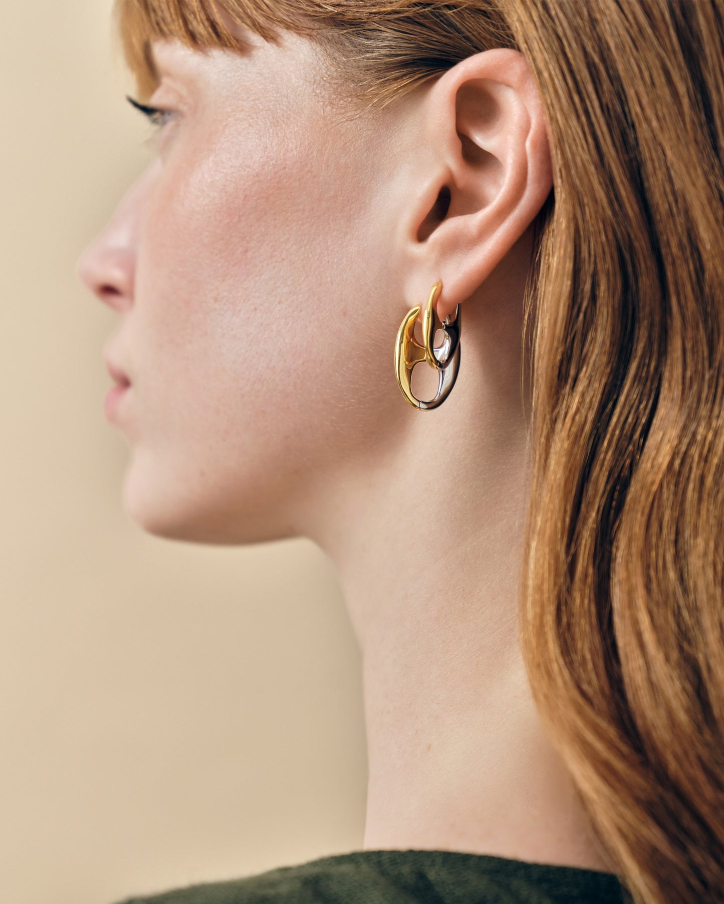 Small Mariner Mixed Metal Hoop Earrings