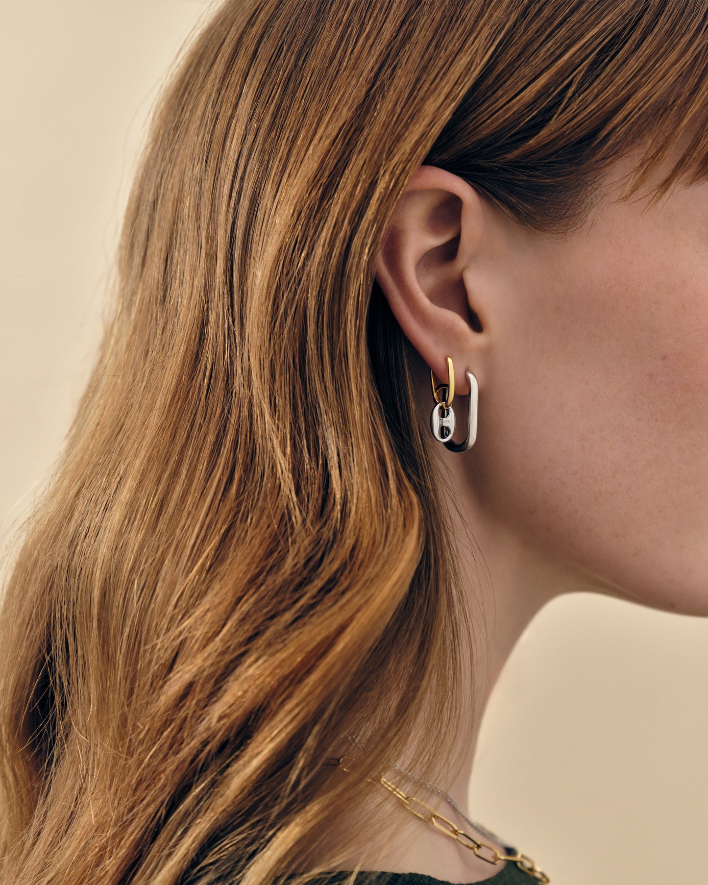 Mariner Mixed Metal Link Hoop Earrings