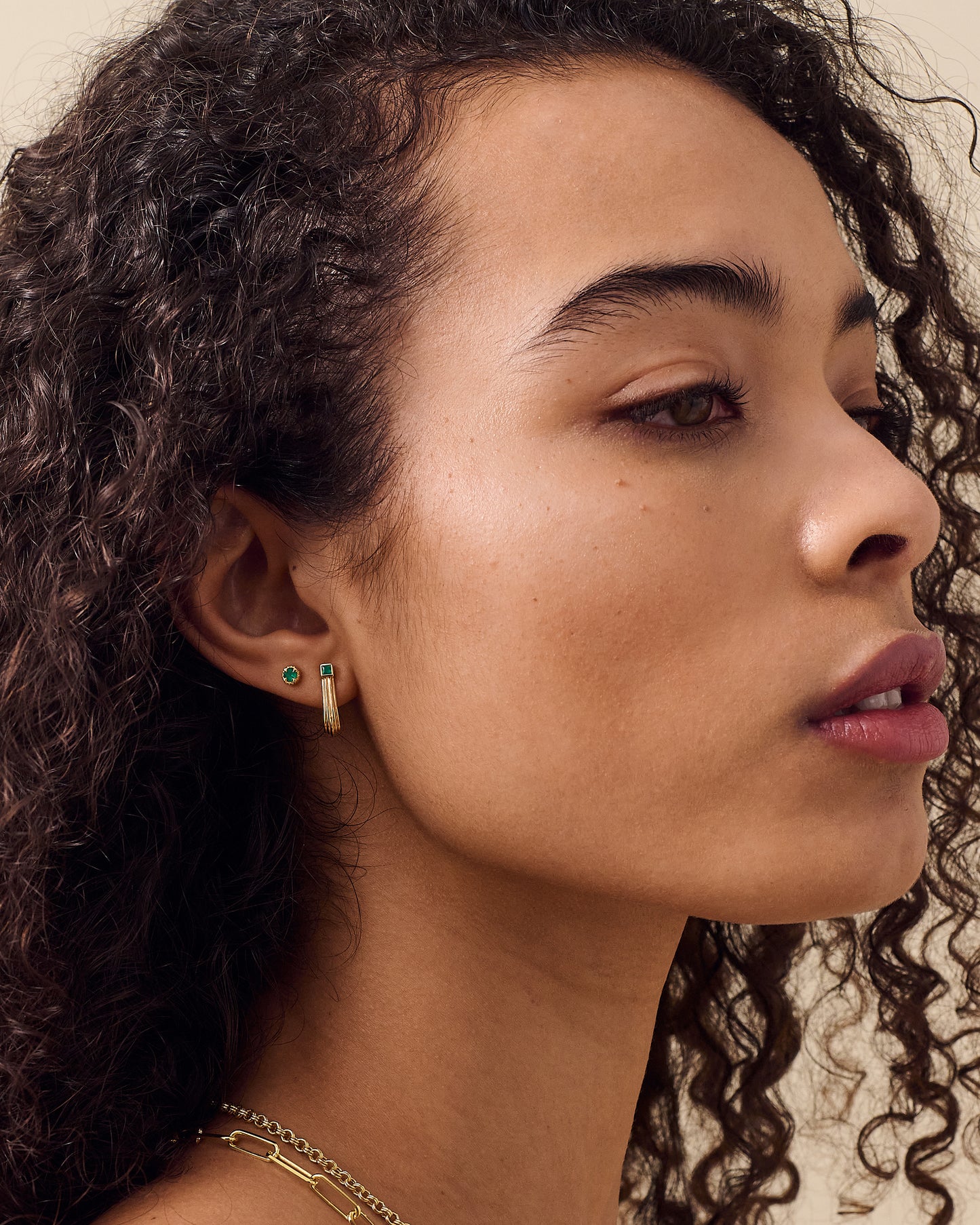 Ridge Green Onyx Stud Earrings
