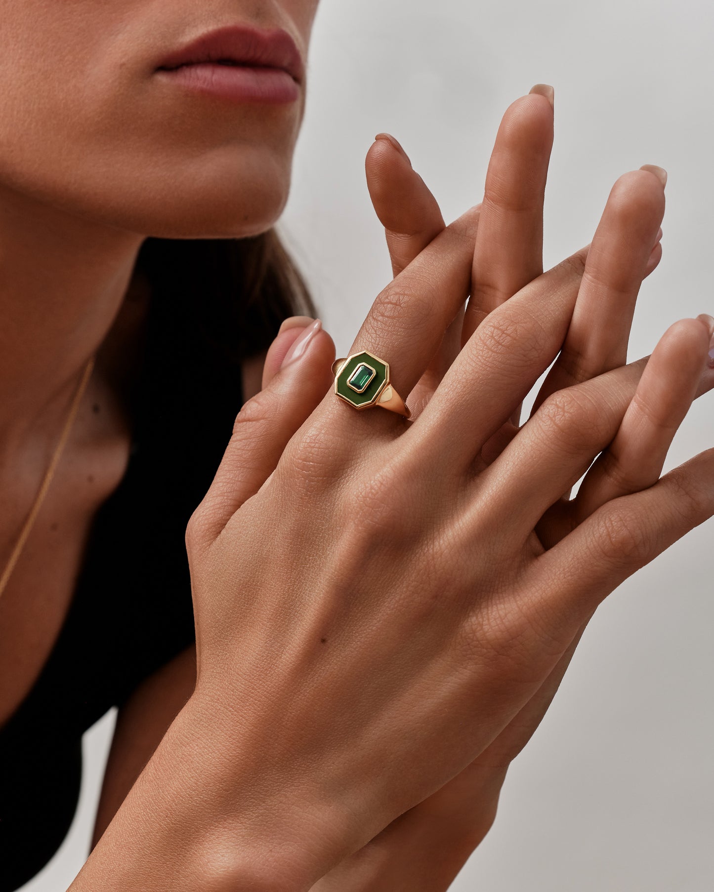 Deco Aventurine and Green Onyx Ring