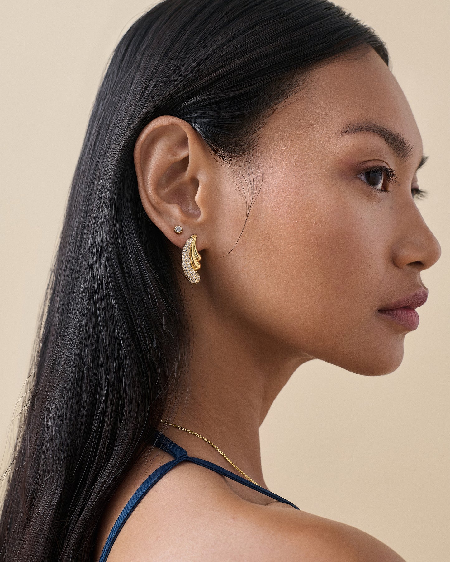 Wave Pave Statement Stud Earrings