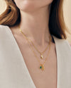 Mini Initial Deco Birthstone Necklace