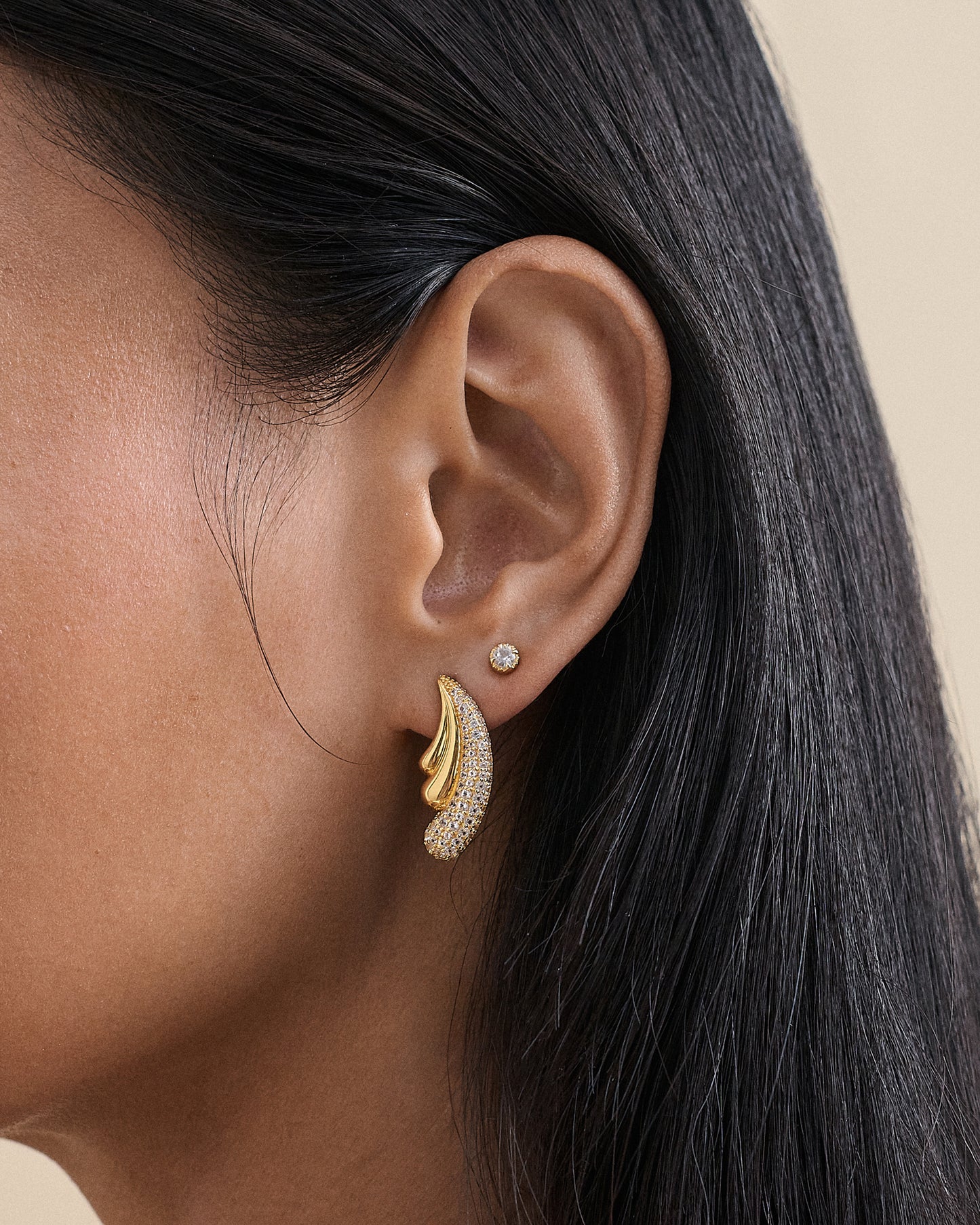 Wave Pave Statement Stud Earrings