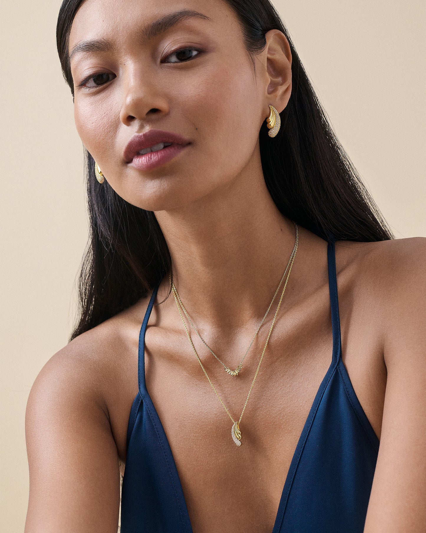 Wave Pave Statement Stud Earrings