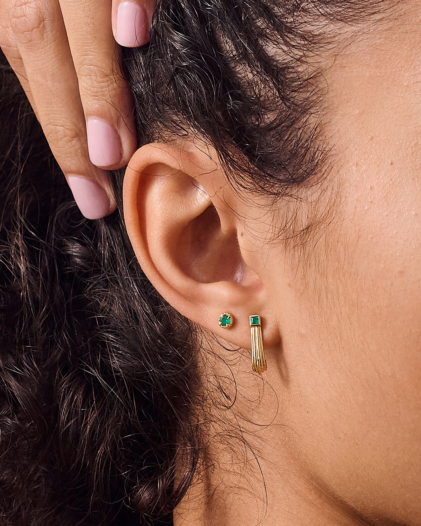 Ridge Green Onyx Stud Earrings