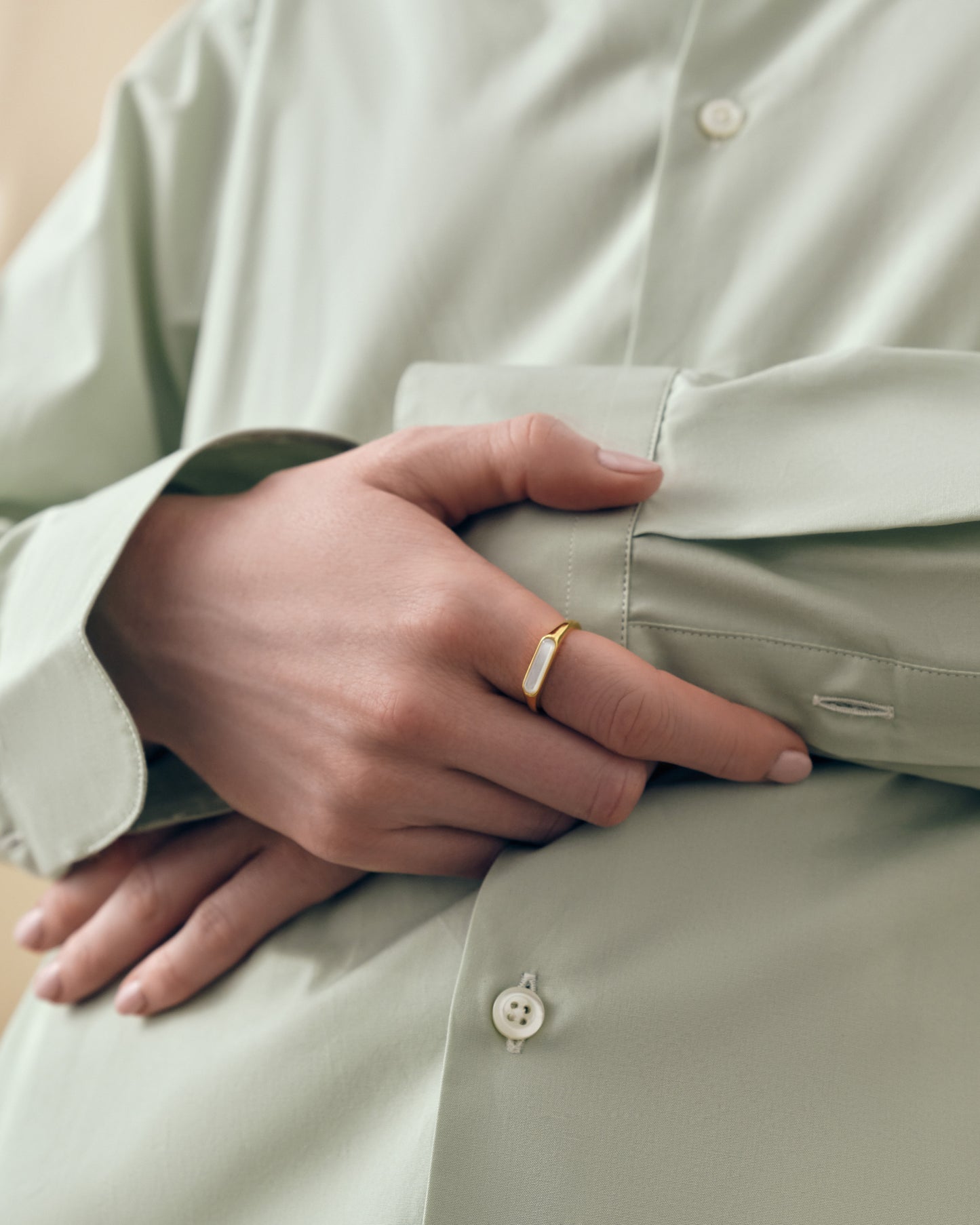Charlotte Collins Mother of Pearl Pinky Ring