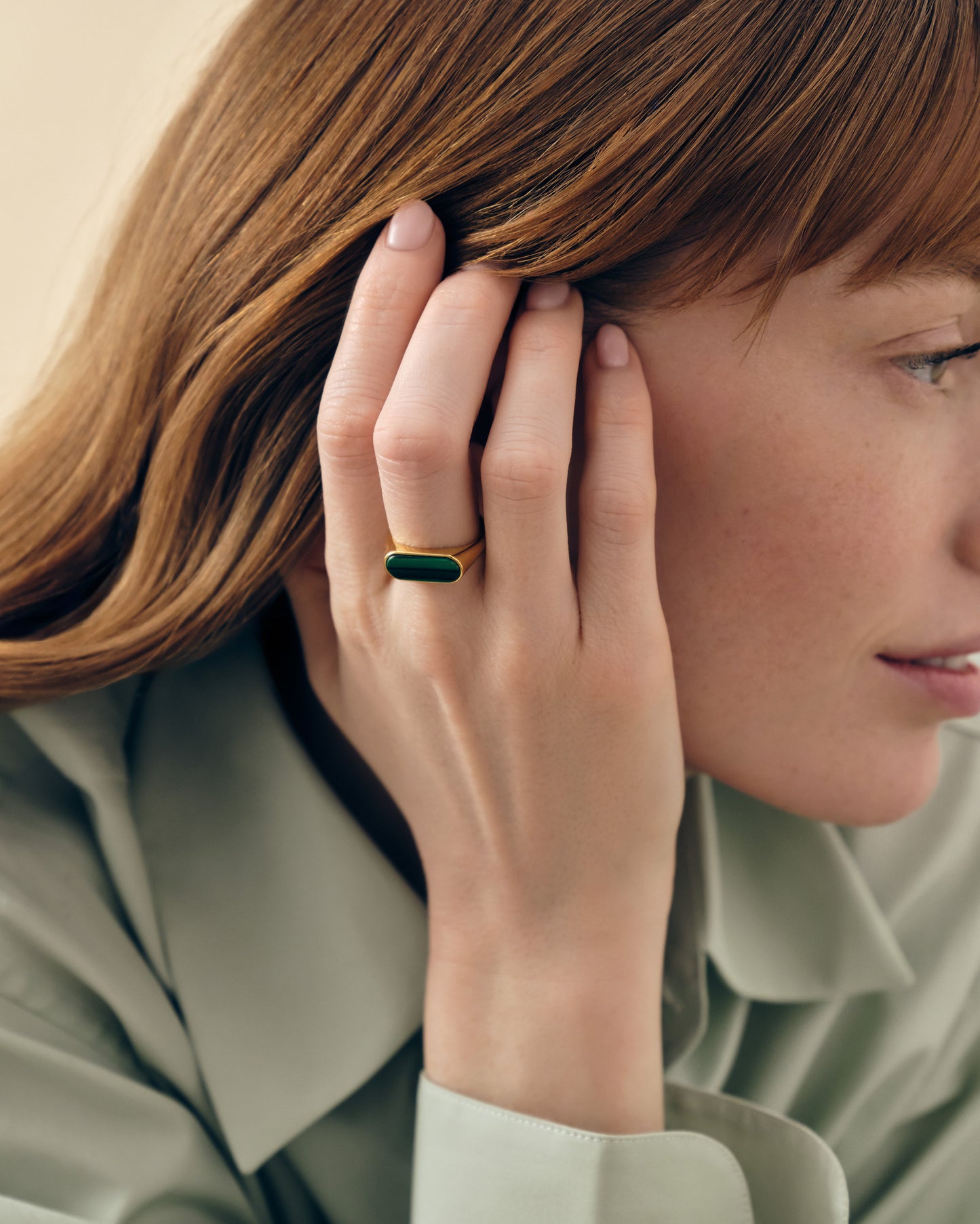 Charlotte Collins Malachite Plain Statement Ring