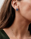 Deco Lapis and Blue Sapphire Stud Earrings