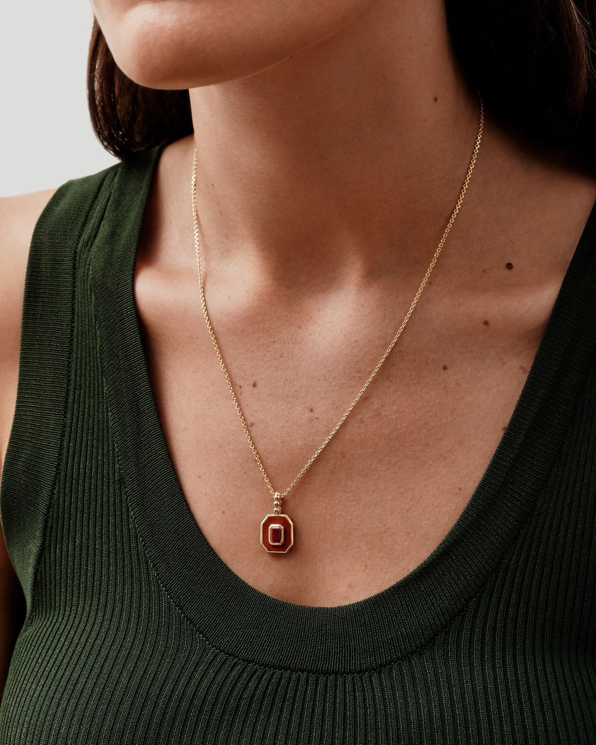 Deco Red Jasper and Garnet Necklace