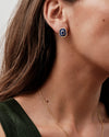 Deco Lapis and Blue Sapphire Stud Earrings