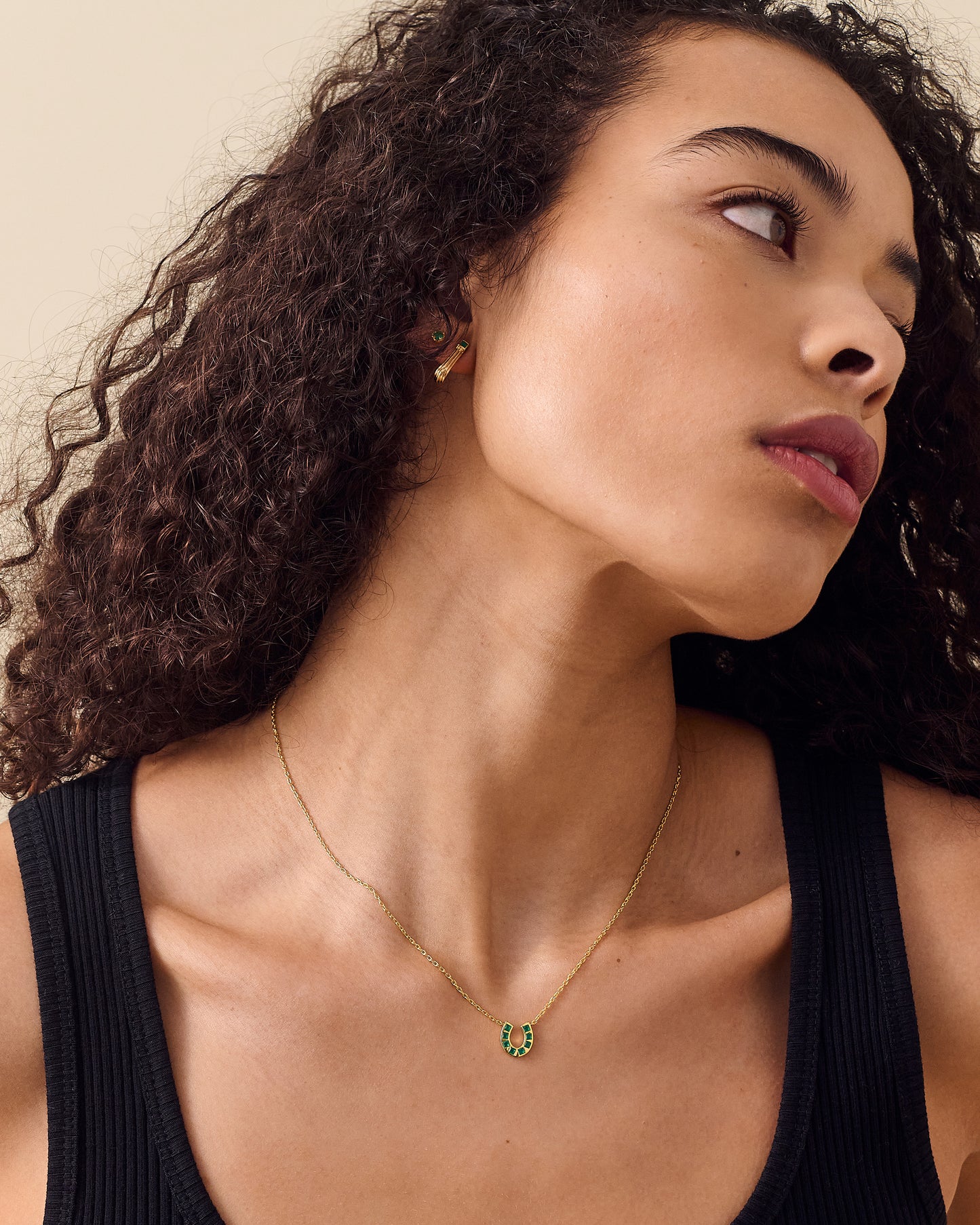 Horseshoe Green Onyx Necklace
