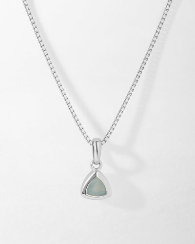 Aquamarine March Birthstone Necklace - Silver