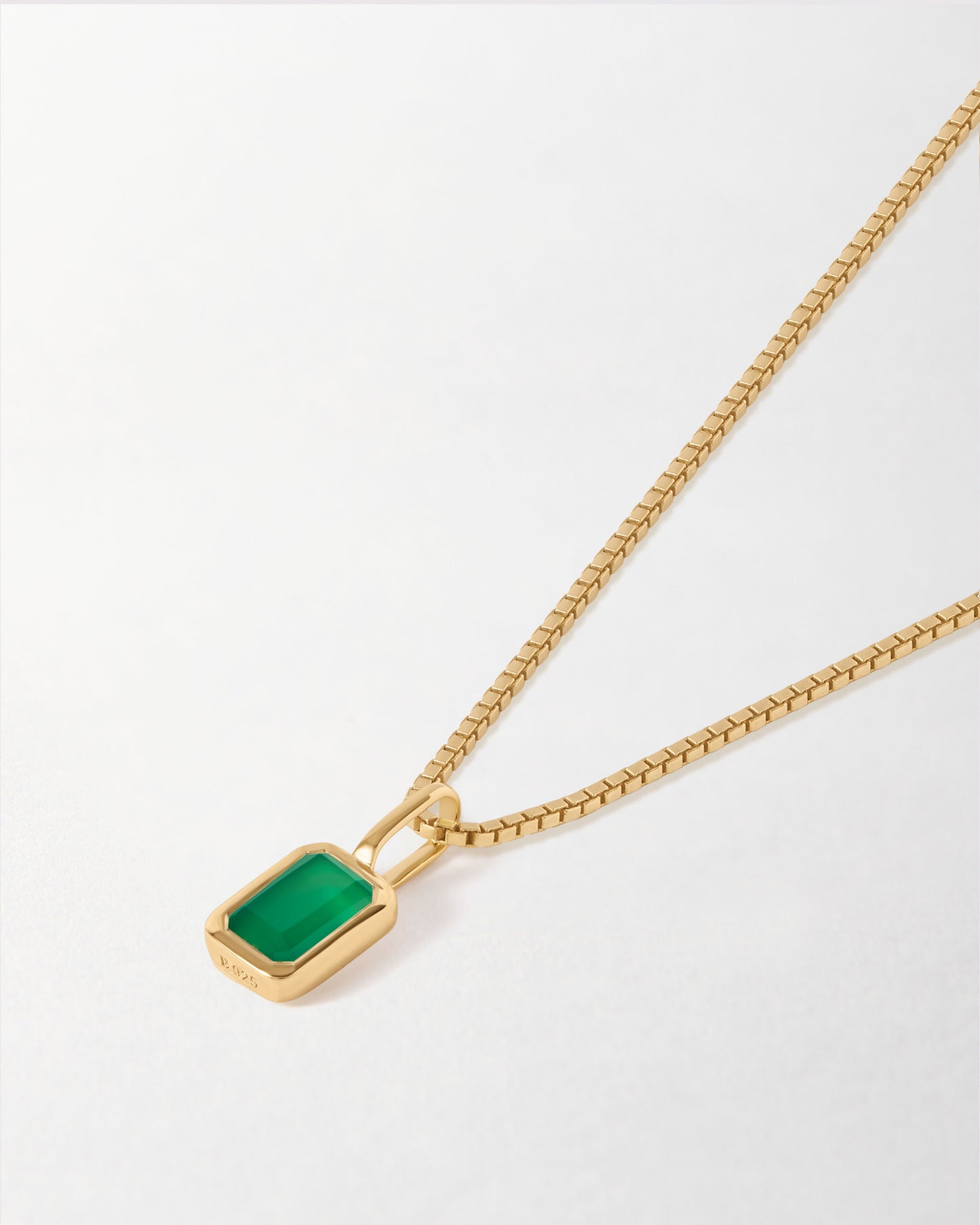 Mini Deco Green Onyx May Birthstone Necklace