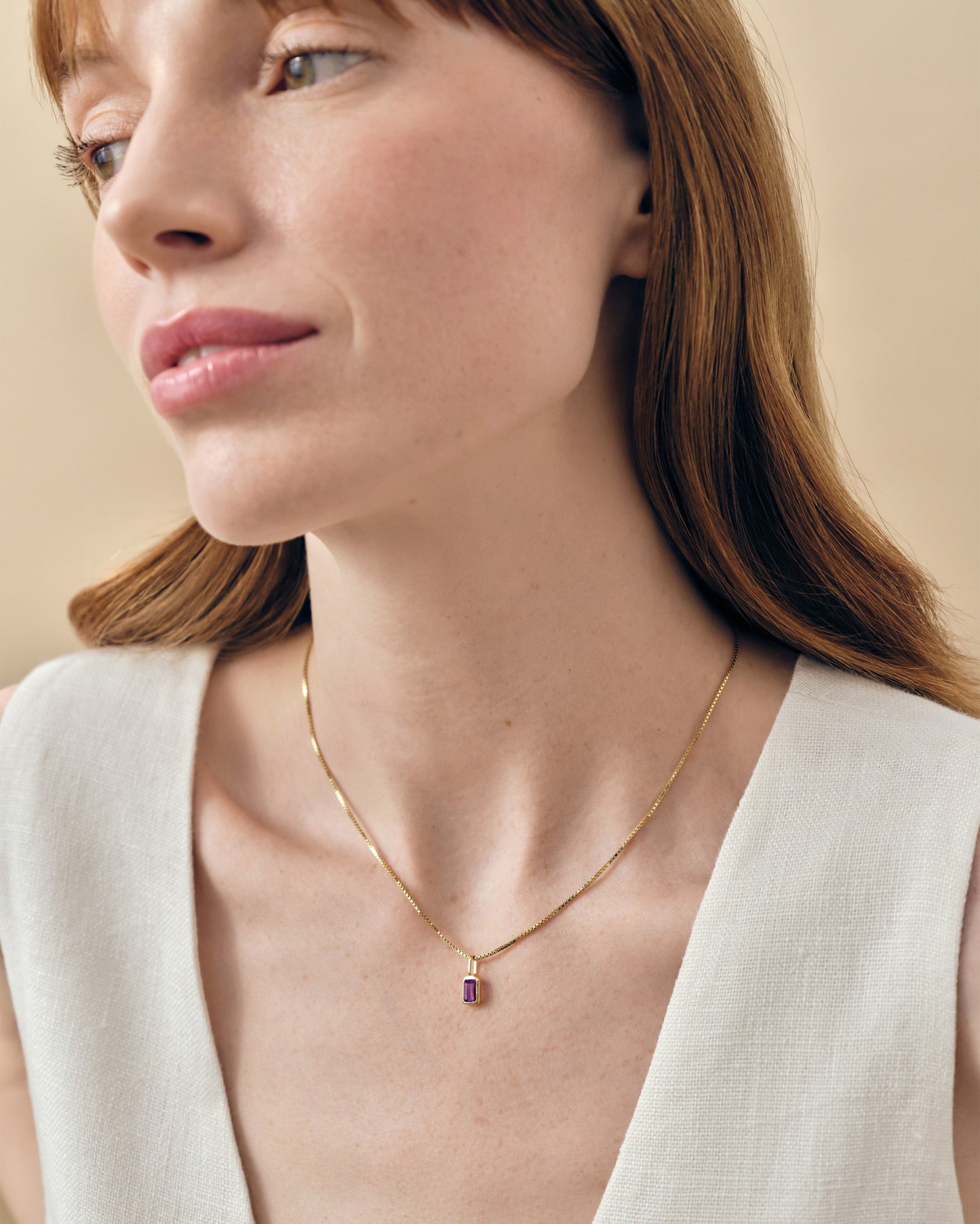 Mini Deco Amethyst February Birthstone Necklace
