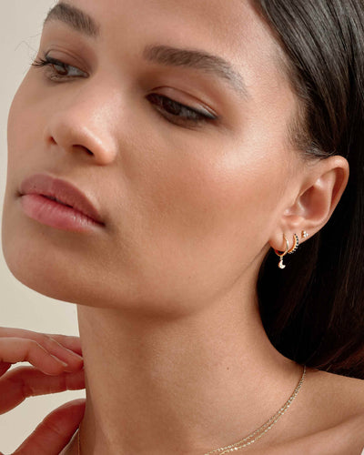 Moon Drop Diamond Huggie Earrings